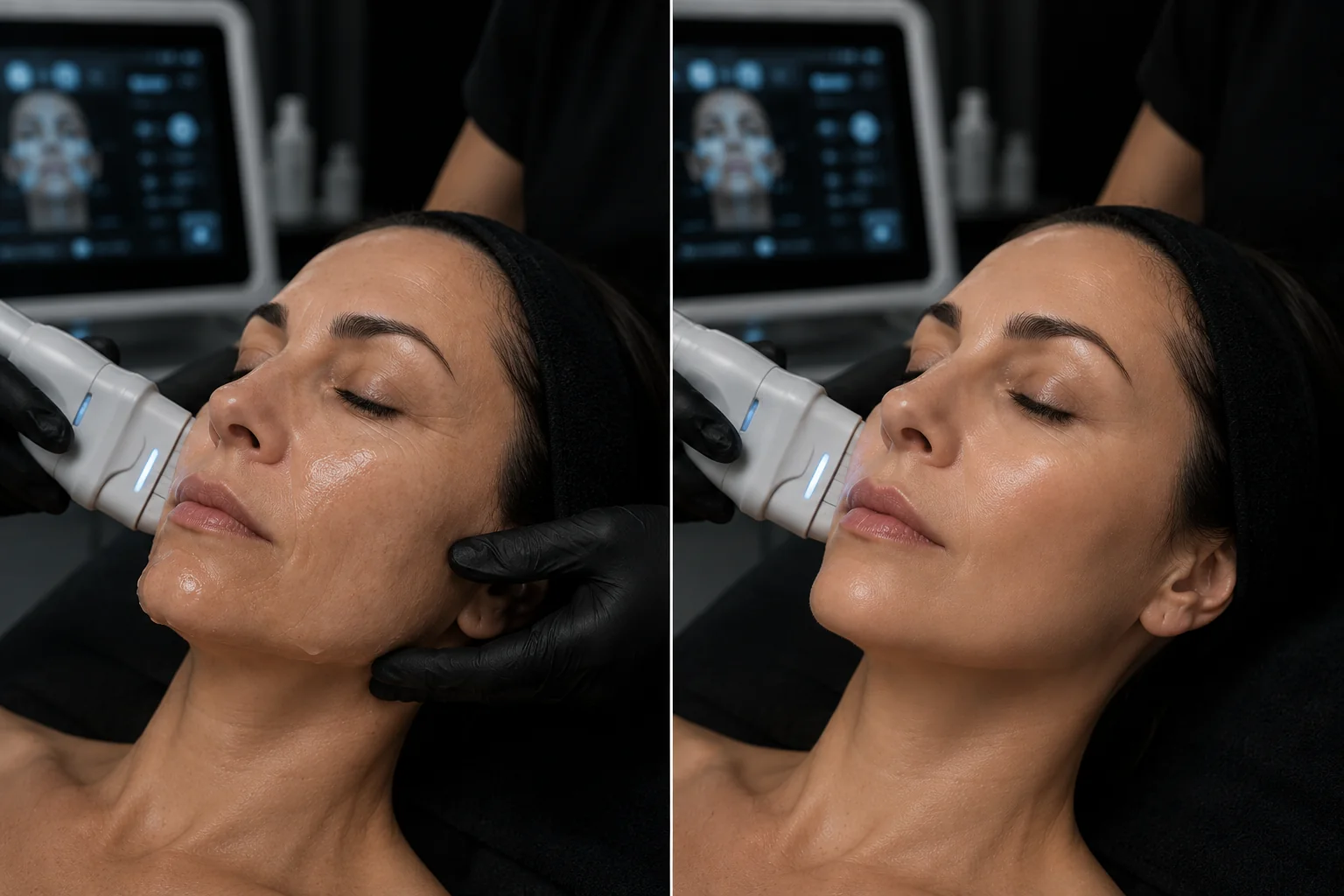 Representación ilustrativa de ultrasonido facial