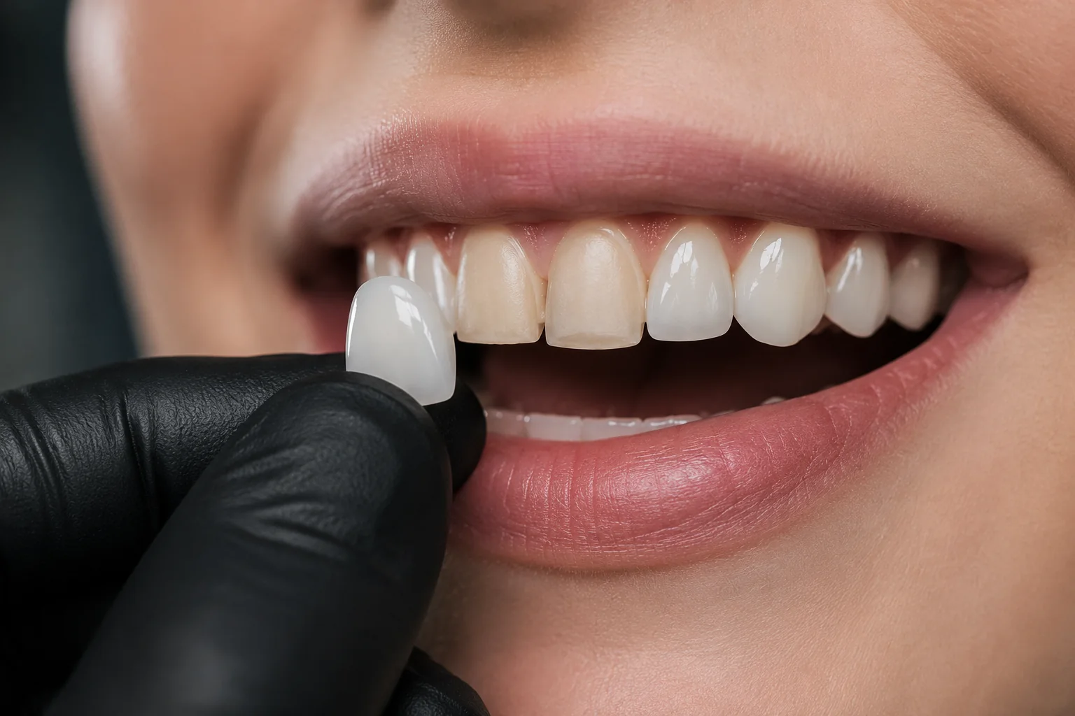 Representación ilustrativa de carillas estéticas