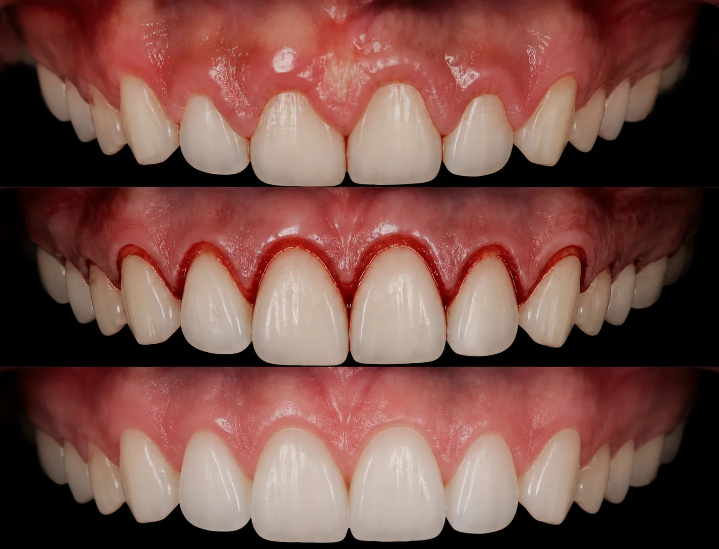 Representación ilustrativa de acondicionamiento gingival