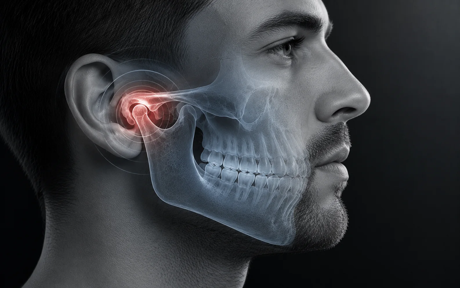 Representación ilustrativa de tratamiento de la articulación temporomandibular