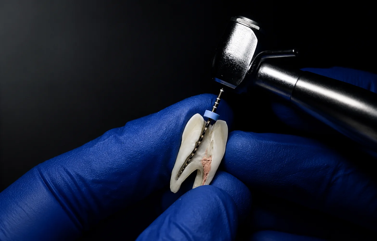 Representación ilustrativa de endodoncia de conductos