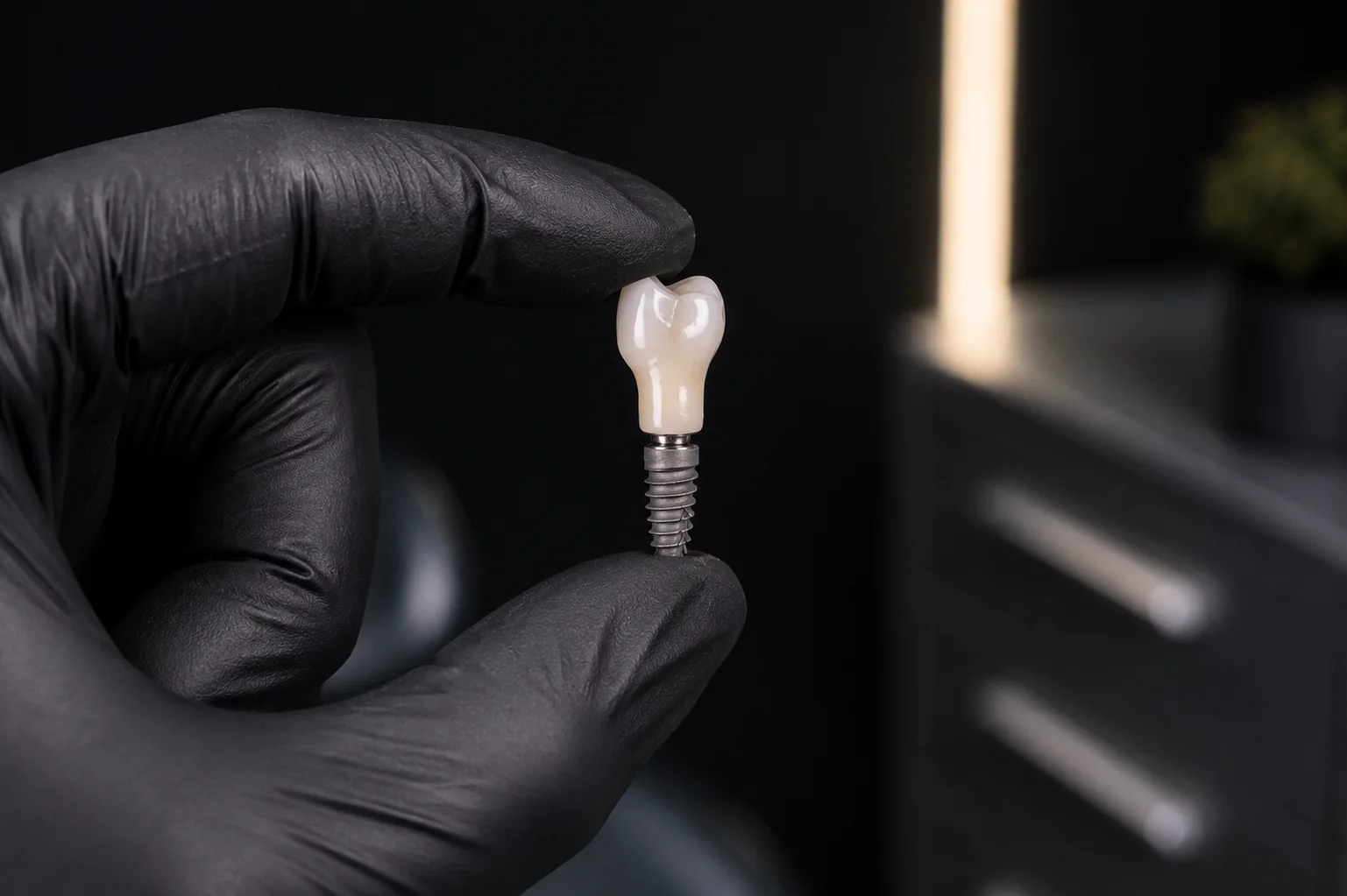 Representación ilustrativa de implante dental unitario