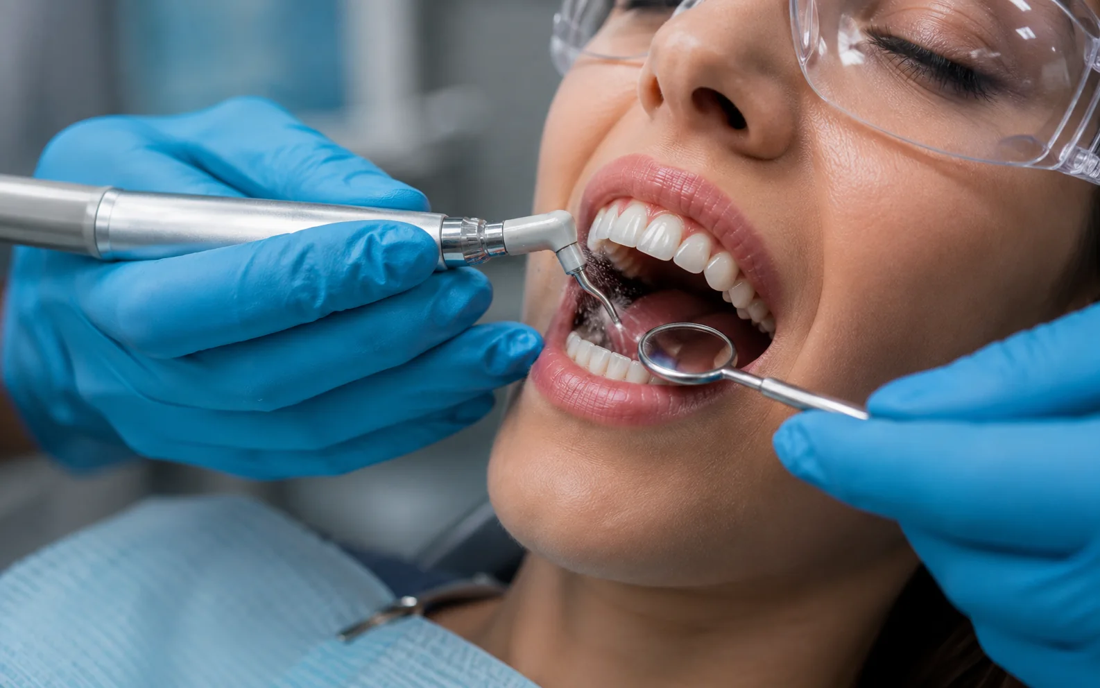 Representación ilustrativa de limpieza dental profesional